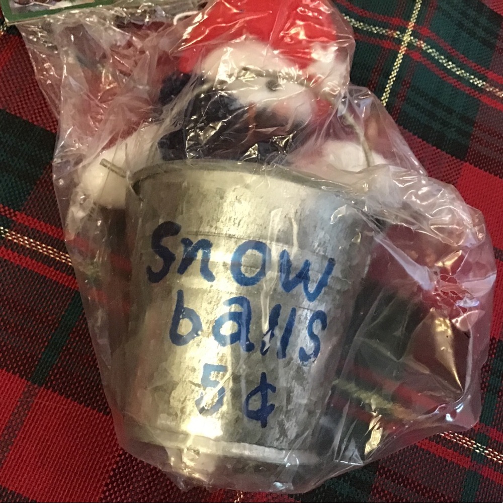 Snowman in bucket ornament